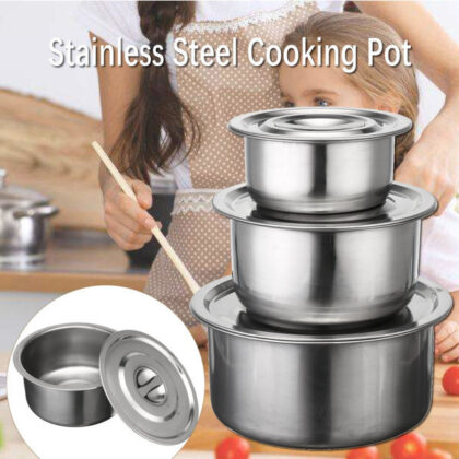 Stainless Steel Stock Pots Set with Lids Cooking Kitchenware Pot 3pcs