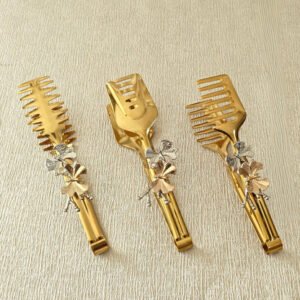 Stainless Steel Luxury Food Serving Golden Tong, Spaghetti Tong in Gold Turkish Tongs New Design Random Design img 20250528 wa0012